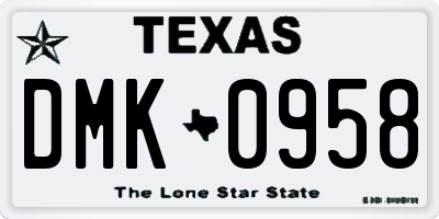 TX license plate DMK0958
