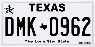 TX license plate DMK0962