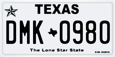 TX license plate DMK0980