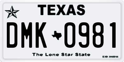 TX license plate DMK0981