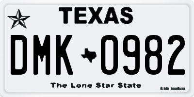 TX license plate DMK0982