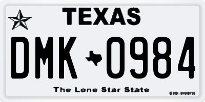 TX license plate DMK0984