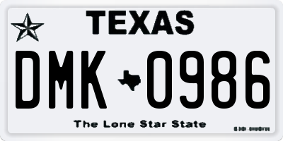 TX license plate DMK0986