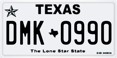 TX license plate DMK0990