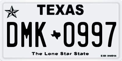 TX license plate DMK0997