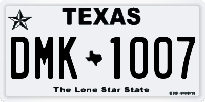 TX license plate DMK1007