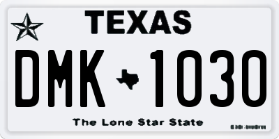 TX license plate DMK1030