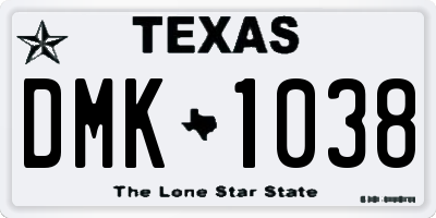 TX license plate DMK1038