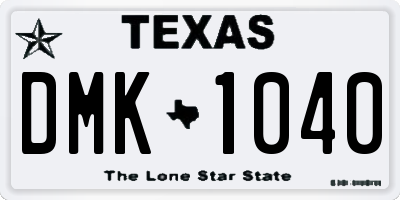 TX license plate DMK1040