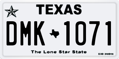 TX license plate DMK1071