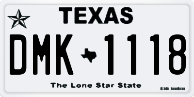TX license plate DMK1118