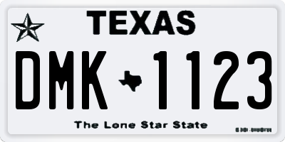TX license plate DMK1123