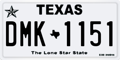 TX license plate DMK1151