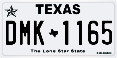 TX license plate DMK1165