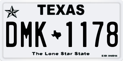 TX license plate DMK1178