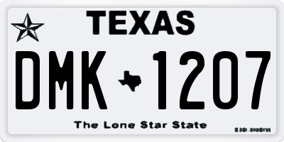 TX license plate DMK1207