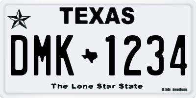 TX license plate DMK1234