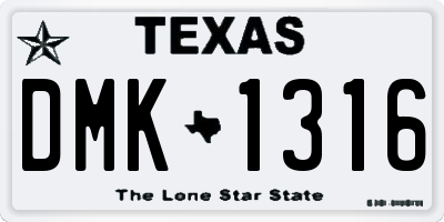 TX license plate DMK1316