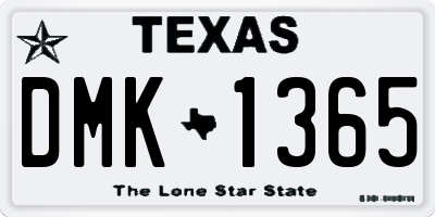 TX license plate DMK1365