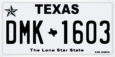 TX license plate DMK1603