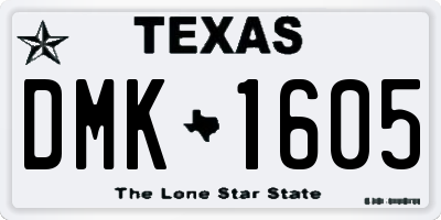 TX license plate DMK1605