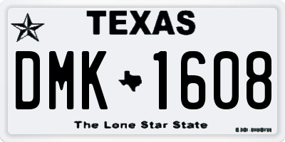 TX license plate DMK1608