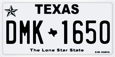 TX license plate DMK1650