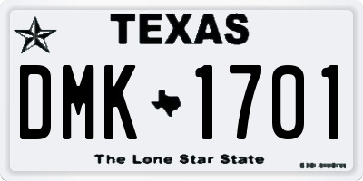 TX license plate DMK1701