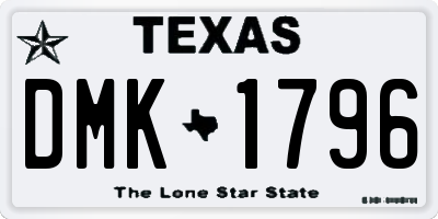 TX license plate DMK1796