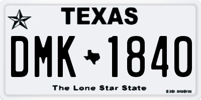 TX license plate DMK1840