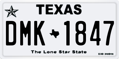 TX license plate DMK1847