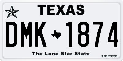 TX license plate DMK1874