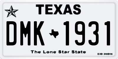 TX license plate DMK1931