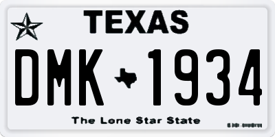 TX license plate DMK1934