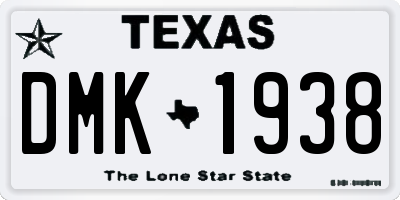 TX license plate DMK1938