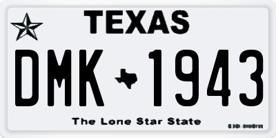 TX license plate DMK1943