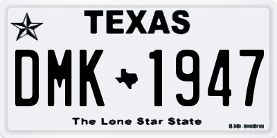 TX license plate DMK1947