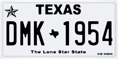 TX license plate DMK1954