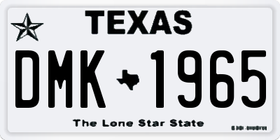 TX license plate DMK1965