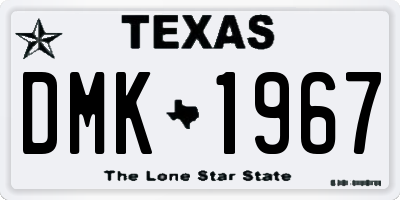 TX license plate DMK1967