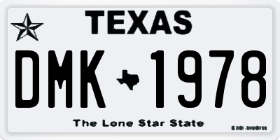 TX license plate DMK1978