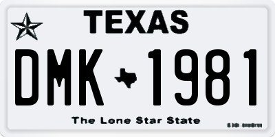 TX license plate DMK1981