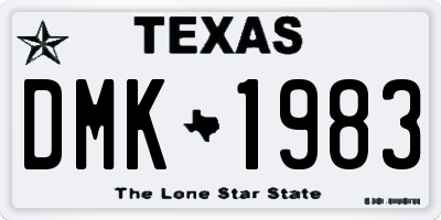 TX license plate DMK1983