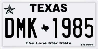 TX license plate DMK1985