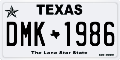 TX license plate DMK1986