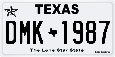 TX license plate DMK1987
