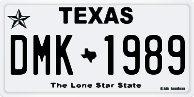 TX license plate DMK1989