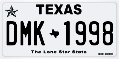 TX license plate DMK1998