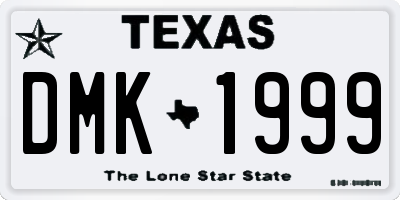 TX license plate DMK1999