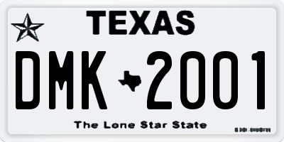 TX license plate DMK2001